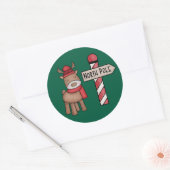 Rustieke rendiersticker - Noordpool vintage stijl Ronde Sticker (Envelop)