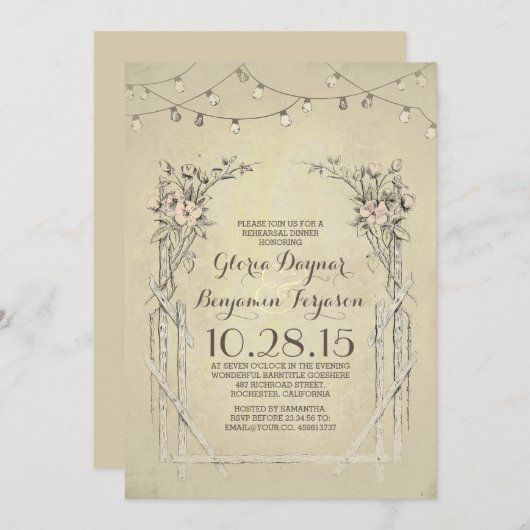 rustieke repetitie dineruitnodiging kaart (Voorkant / Achterkant)