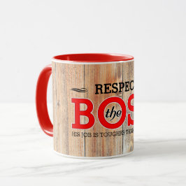 Rustieke Respecteer de Baas op Schuur Hout Mok