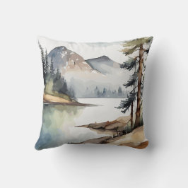 Rustieke Retreat Mountain Waterverf Thema Kussen