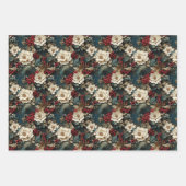 Rustieke retro 3D kerstpoinsettia Inpakpapier Vel (Voorkant 2)