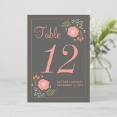 Rustieke Retro Bloemen Tafelnummer (Staand voorkant)