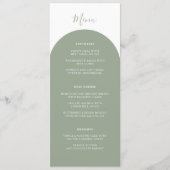Rustieke Retro Boho Salie Groene Boog Trouwdiner Menu (Voorkant)