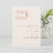 Rustieke Retro Boho Terracotta foto Save the Date Aankondiging (Staand voorkant)