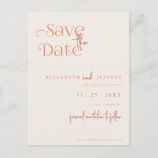 Rustieke Retro Boho Terracotta foto Save the Date Aankondigingskaart (Voorkant)