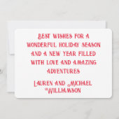 Rustieke Retro Caravan Reisaanhanger met Sneeuwman Feestdagenkaart (Achterkant)