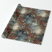 Rustieke retro classic kerst poinsettia cadeaupapier (Uitgerold)