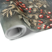 Rustieke retro classic kerst poinsettia cadeaupapier (Rol Hoek)