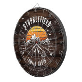 Rustieke Retro Familienaam Hout Look Custom Dartbord (Voorkant Rechts)