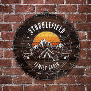 Rustieke Retro Familienaam Hout Look Custom Dartbord