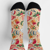 Rustieke retro Gingerbread Ornament Beige Sokken (Top)