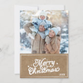 Rustieke Retro Merry Christmas Typografie Foto Feestdagenkaart (Voorkant)