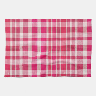 Rustieke Retro Roze Textuur Plaid Theedoek