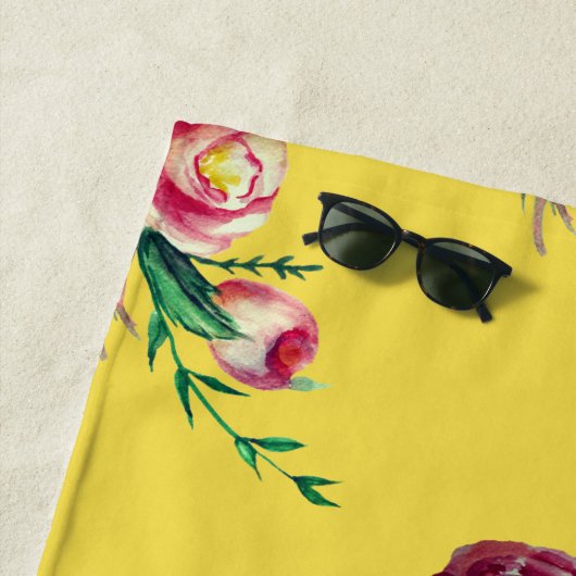 Rustieke Retro Rozen Waterverf Strandlaken (In situ)