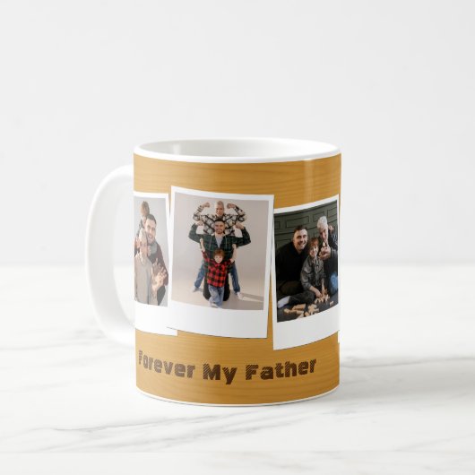 Rustieke Retro Snapshot Fotocollage Vaderdag Koffiemok (Voorkant links)