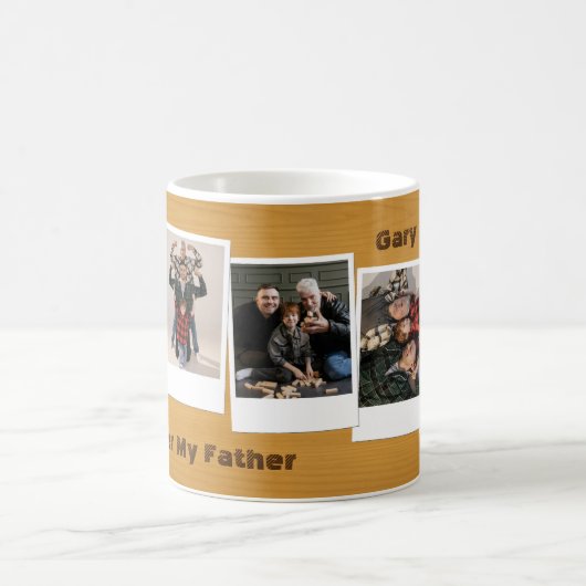 Rustieke Retro Snapshot Fotocollage Vaderdag Koffiemok (Center)
