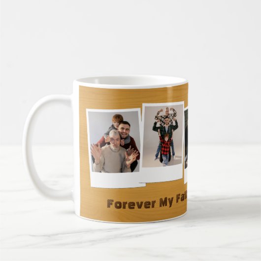 Rustieke Retro Snapshot Fotocollage Vaderdag Koffiemok (Links)