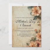 Rustieke Retro Style Moederdag Brunch uitnodiging (Voorkant)