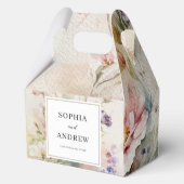 Rustieke Retro Waterverf Wildbloemen Bruiloft Bedankdoosjes (Achterkant)