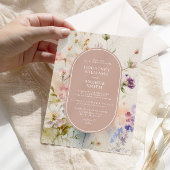 Rustieke Retro Waterverf Wildbloemen Bruiloft Kaart