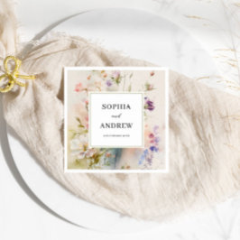 Rustieke Retro Waterverf Wildbloemen Bruiloft Servet