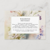 Rustieke Retro Waterverf Wildflower bruiloft detai Informatiekaartje (Voorkant)