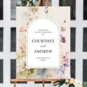 Rustieke Retro Wildbloemen Bruiloft Welkom Poster