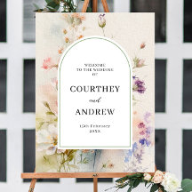 Rustieke Retro Wildbloemen Bruiloft Welkom