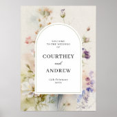 Rustieke Retro Wildbloemen Bruiloft Welkom Poster (Voorkant)