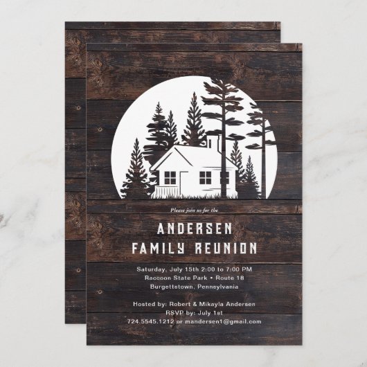 Rustieke Reünie Rustieke Houten Cabine Kaart (Voorkant / Achterkant)