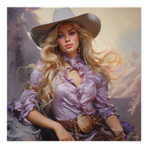 Rustieke Rhapsody: Cowgirl kunst aan de muur Perfect Poster