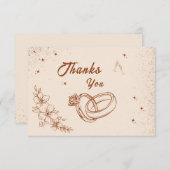 Rustieke Ring en Bloemige Handgetekende Bruidsdouc Bedankkaart (Voorkant / Achterkant)