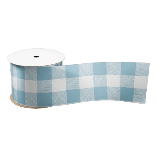Rustieke rivierblauw Buffalo geruit Satijnen Lint (Spoel)