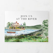 Rustieke rivierhuwelijk Alexandria Bay Drieluik Uitnodiging (Cover)