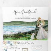 Rustieke rivierhuwelijk Alexandria Bay Drieluik Uitnodiging (Binnenzijde eerst)