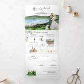 Rustieke rivierhuwelijk Alexandria Bay Drieluik Uitnodiging (Binnen)