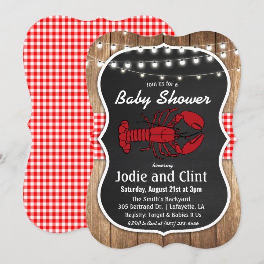 Rustieke rivierkreeft kook baby shower uitnodiging (Voorkant / Achterkant)