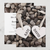 Rustieke Rivierstrand Zeezijde Kiezels Bruiloft Kaart (Voorkant / Achterkant)