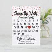 Rustieke Robijnrode Liefdeshart Kalender Bewaar de Save The Date (Staand voorkant)