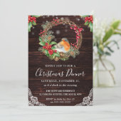 Rustieke Robin en Hulst Krans Kerstmis Kaart (Staand voorkant)