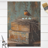 Rustieke Robin en Nest Decoupage Tissuepapier