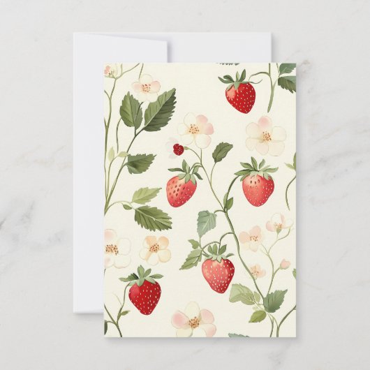 Rustieke rode aardbeienbes eerste verjaardag bedankkaart (Achterkant)