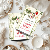 Rustieke rode aardbeienbes eerste verjaardag bedankkaart