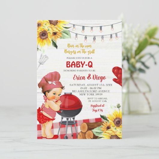 Rustieke rode achtertuin Baby-Q Mexicaans meisje d Kaart (Staand voorkant)