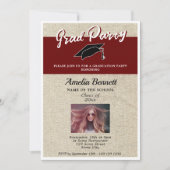 Rustieke Rode Afstuderen Pet Graduation Party Foto Kaart (Voorkant)