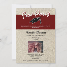 Rustieke Rode Afstuderen Pet Graduation Party Foto Kaart