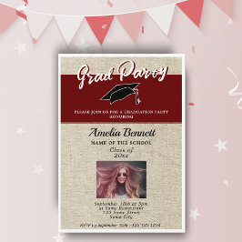 Rustieke Rode Afstuderen Pet Graduation Party Foto Kaart