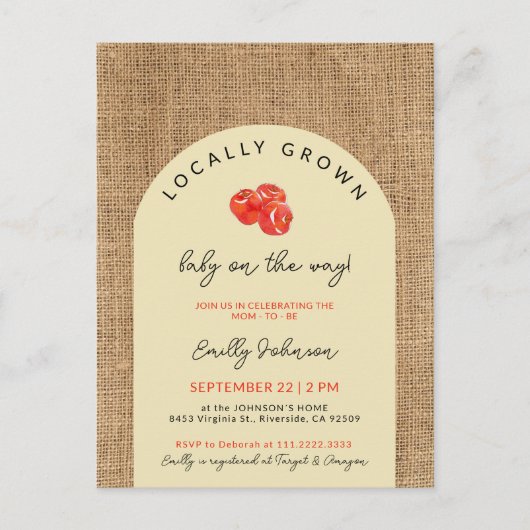 Rustieke rode appels lokaal geteeld Modern Baby sh Briefkaart (Voorkant)