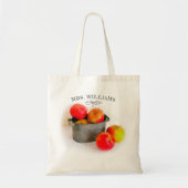 Rustieke Rode Apple Bucket Leraar Naam Tote Bag (Voorkant)