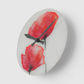 Rustieke rode aquarel papavers ronde klok (Hoek)